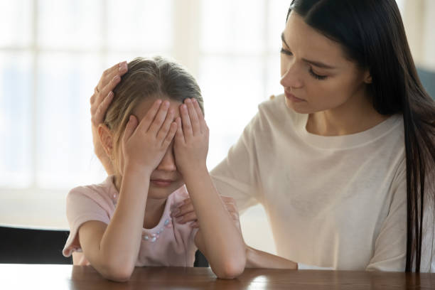 istock Caring mom comfort unhappy little daughter crying 1317036293