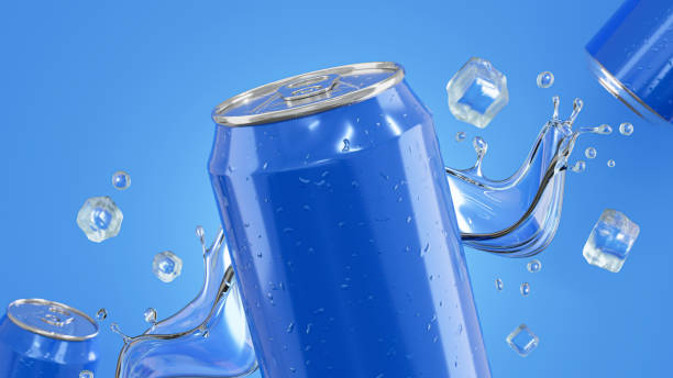istock 3d render of drink cans with water splashing for product display 1317039736