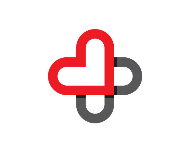 symbol zdrowia krzyża z paleniska wątroby - medical logos stock illustrations
