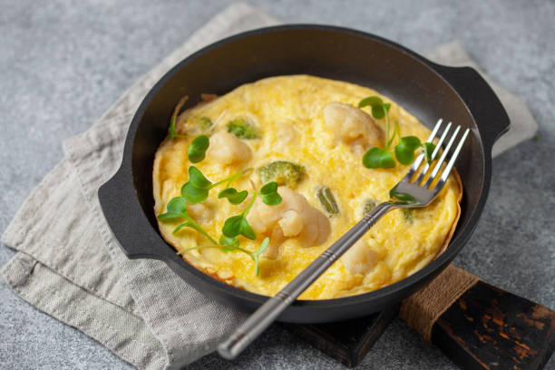 istock Broccoli cauliflower egg omelette in a plate on the table. Diet nutrition 1317042390