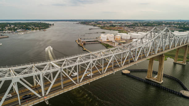 istock Outerbridge Crossing bridge across Arthur Kill is connecting Staten Island, New York, and New Jersey. 1317044789