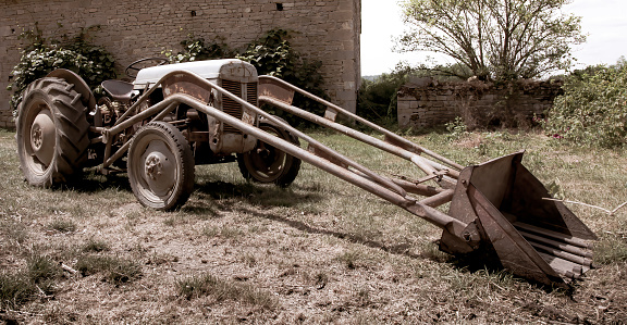 An old vintage tractor