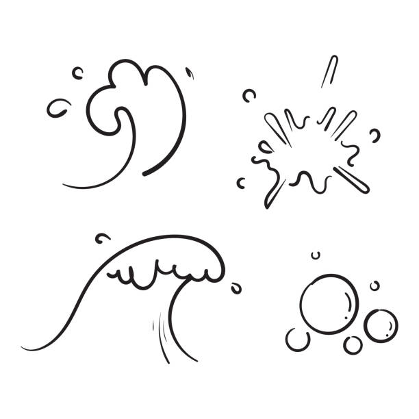 рука обращается каракули океан воды всплеск иллюстрации вектор - competition action animal close up stock illustrations