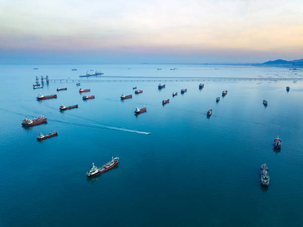 istock Oil tanker ships off the coast in beautiful light sundown 1317053003