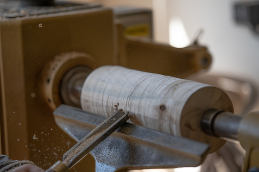 A Wood lathe in action