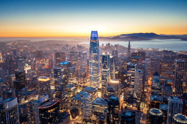 istock Aerial View of San Francisco Skyline at Night 1317060098