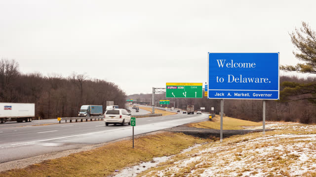 Timelapse Delaware Welcome Sign