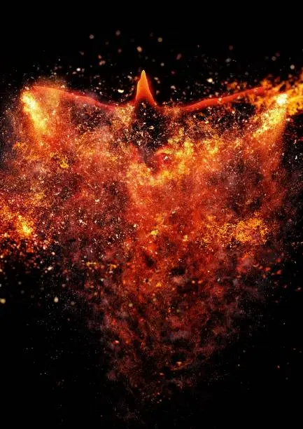 Photo of An abstract phoenix flapping in outer space