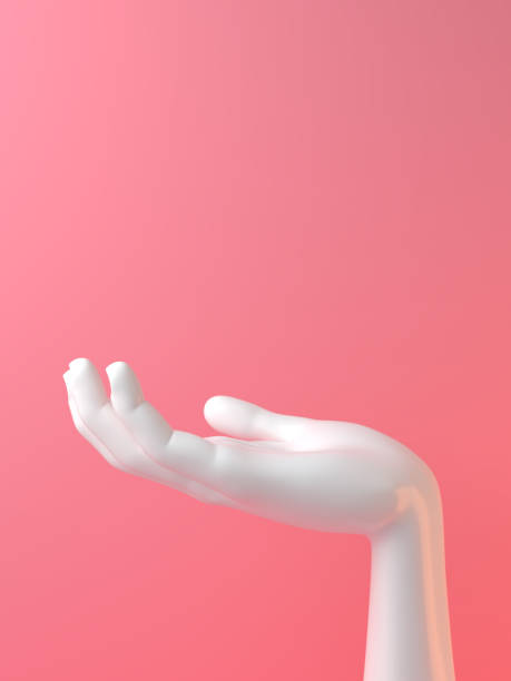 istock Backdrop for abstract merchandising It is a clean white hand. Pastel pink background. 3D Illustration. 1317061793