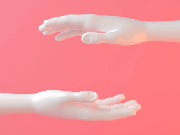 istock Backdrop for abstract merchandising It is a clean white hand. Pastel pink background. 3D Illustration. 1317061846
