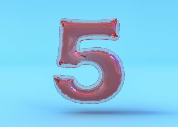 istock Number 5. Digital sign. Transparent balloon font. 3D illustration 1317065619