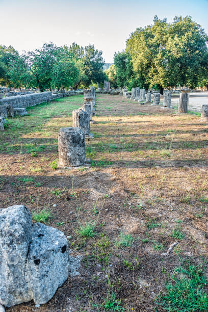 antico sito di olimpia,grecia - zeus olympia statue god foto e immagini stock