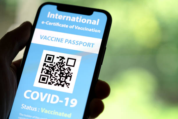 istock Certificate of Vaccination shows on mobile phone 1317069775