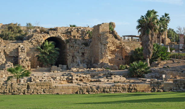 istock Ruins and Palm Trees at Caesaria, Israel 1317069884