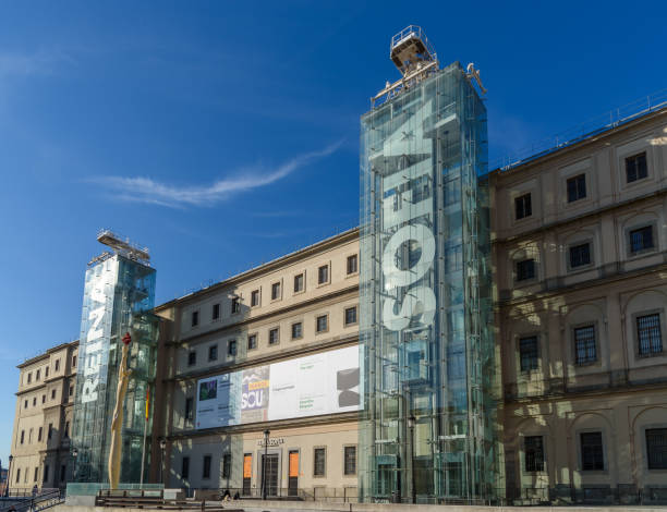 Madrid, Spain - May, 8 2021: Reina Sofia Museum in Central Madrid. It is one of the most visited museums in Madrid with one of the finest collections of Spanish contemporary art.