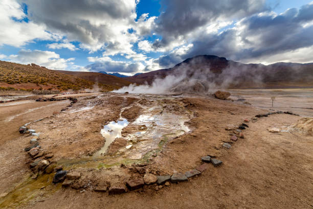 geyser el tatio all'alba, deserto di atacama, cile. - geyser nature south america scenics foto e immagini stock