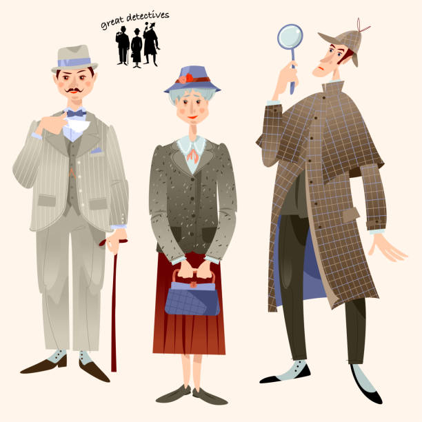 훌륭한 영어 형사. - detective women magnifying glass spy stock illustrations