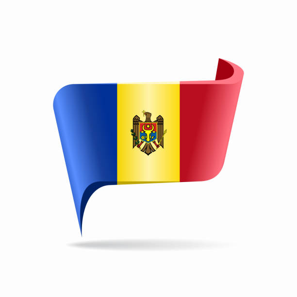 ilustraciones, imágenes clip art, dibujos animados e iconos de stock de diseño del puntero de mapa de bandera moldava. ilustración vectorial. - moldavia