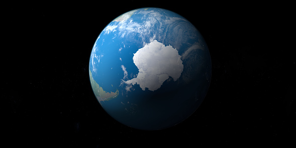Océano Austral en el planeta Tierra, vista aérea desde el espacio exterior photo
