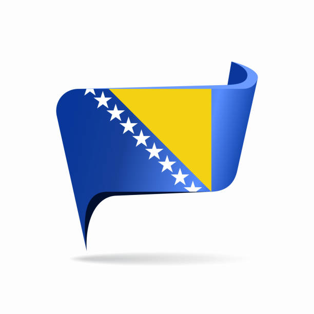 ilustrações, clipart, desenhos animados e ícones de layout do ponteiro do mapa da bandeira herzegovinana da bósnia. ilustração vetorial. - bosnia herzegovinan
