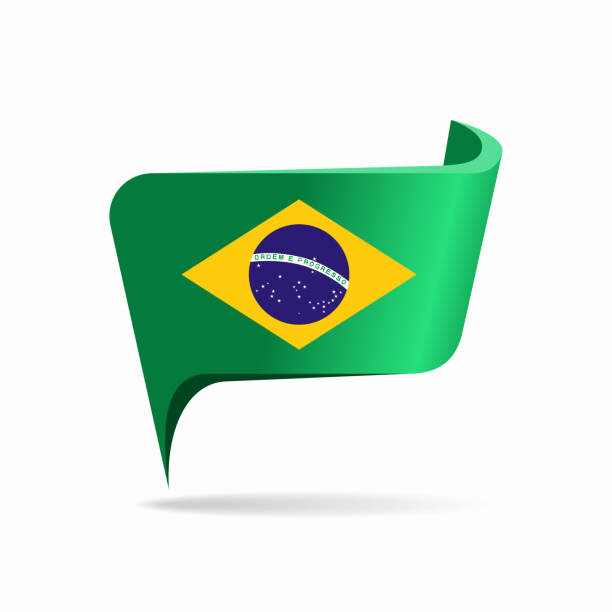브라질 국기 지도 포인터 레이아웃. 벡터 그림입니다. - 브라질 국기 stock illustrations