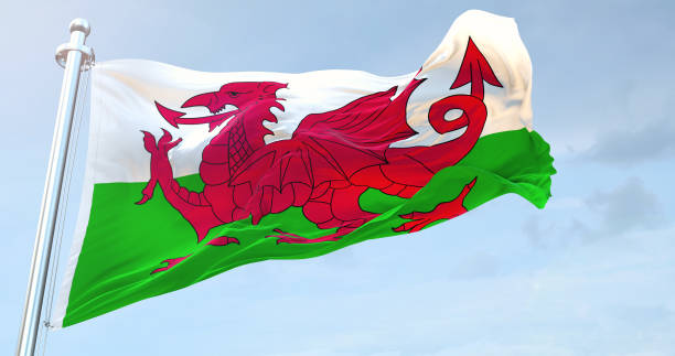 wales flag - welsh culture wales welsh flag dragon imagens e fotografias de stock