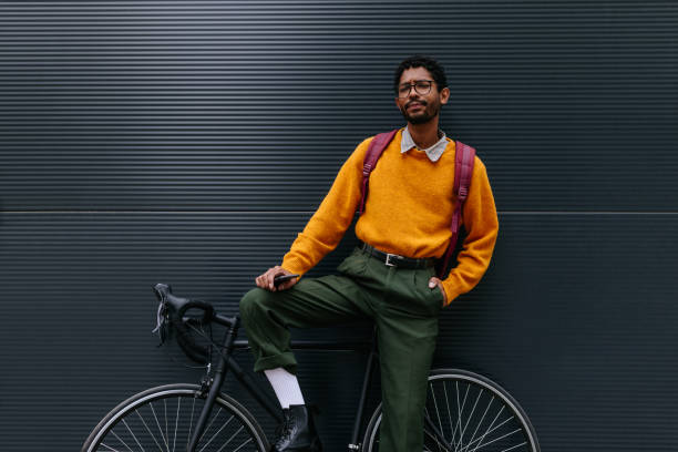 istock Happy hipster cyclist in the city 1317079659