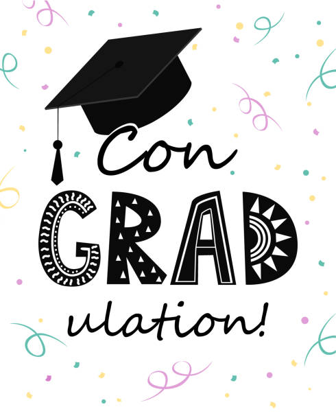 istock Congratulations on graduation, graduate cap with congradulation lettering and tinsel 1317080513