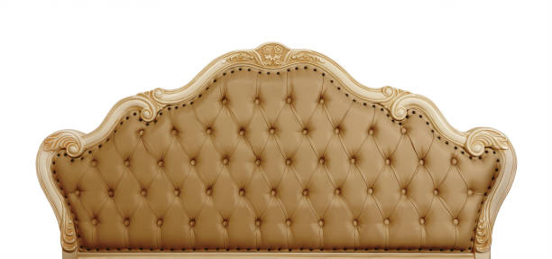 istock Brown leather bed headboard isolated on white 1317082461