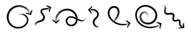 istock Hand drawn arrows set. Watercolor black curved arrow button. 1317086753
