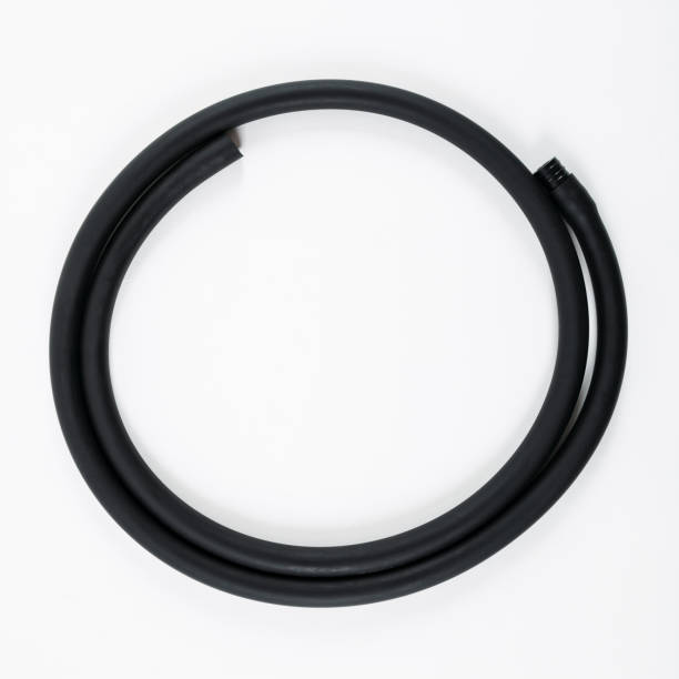 istock Rubber black hookah hose on a white background. 1317088819