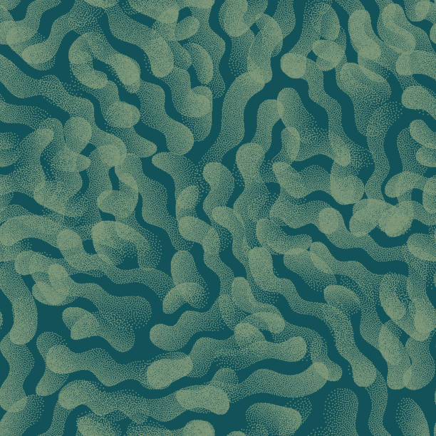 트렌디 한 매끄러운 패턴 추상 적 모양 스팁 텍스처 벡터 청록색 배경 - 자연의 무늬 stock illustrations