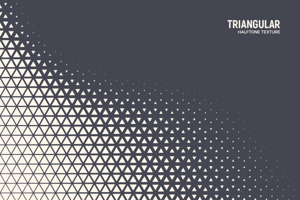 Triangular Halftone Texture Retrowave Vector Geometric Technology Abstract Background Triangular Halftone Texture Retrowave Vector Geometric Technology Abstract Background. Half Tone Triangles Retro Colored Pattern. Minimal 80s Style Dynamic Tech Structure Wallpaper geometric patterns stock illustrations
