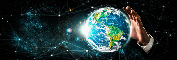 istock Global network connection covering earth with link of innovative perception 1317094019