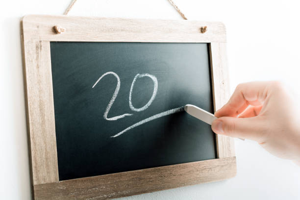 istock Number 20 Handwritten With Chalk On A Blackboard 1317094113
