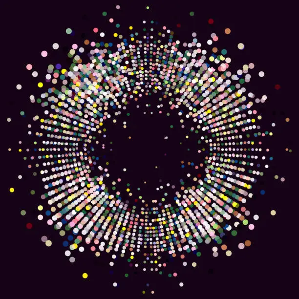 Vector illustration of half tone dots in dark