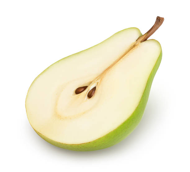 istock Green pear fruit half isolated on white background with clipping path and full depth of field 1317100821