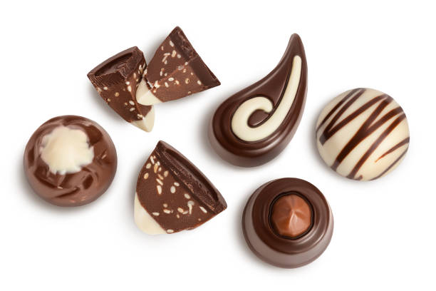 istock Chocolate candy isolated on white background with clipping path and full depth of field. Top view. Flat lay. 1317100831