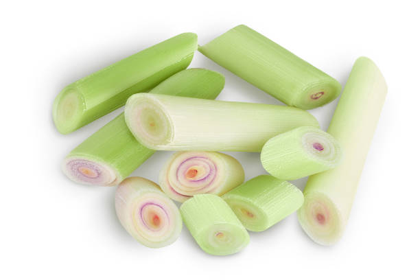 istock Fresh Lemongrass slices isolated on white background with clipping path. Top view. Flat lay 1317102833