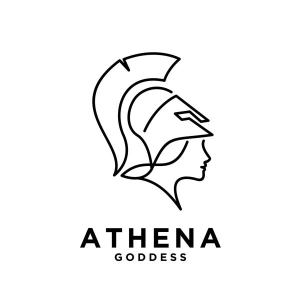 premium Athena the goddess black vector icon line premium Athena the goddess black vector icon line illustration design isolated background spear icon stock illustrations