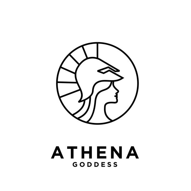 premium Athena the goddess black vector icon line premium Athena the goddess black vector icon line illustration design isolated background spartans vectors stock illustrations