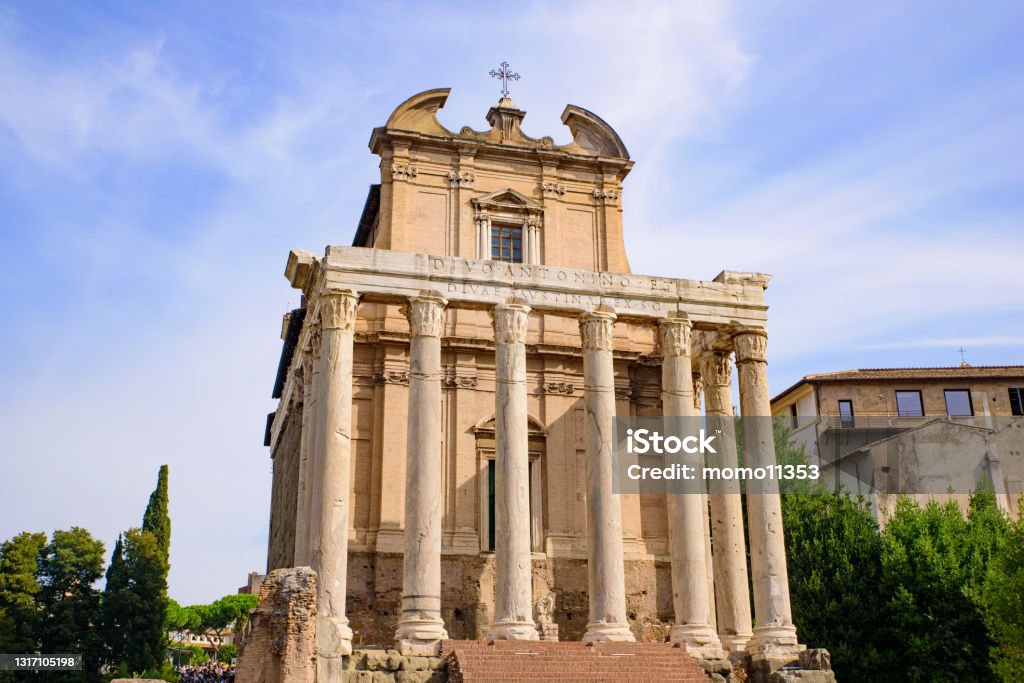 Church of San Lorenzo in Miranda (Temple of Antoninus and Faustina) at Roman Forum, Rome, Italy Rome - Italy Stock Photo