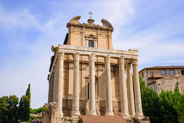 Church of San Lorenzo in Miranda (Temple of Antoninus and Faustina) at Roman Forum, Rome, Italy Church of San Lorenzo in Miranda (Temple of Antoninus and Faustina) at Roman Forum, Rome, Italy san lorenzo rome photos stock pictures, royalty-free photos & images