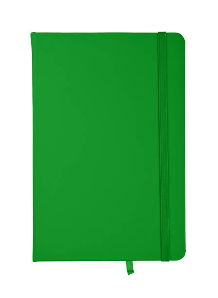 istock Green leather cover notebook isolated on white 1317106496
