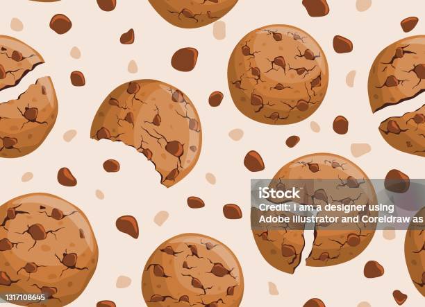 Cookie Vector Simple Simple Cute Cookie Flat Vector Seamless Pattern Vector Illustration ...