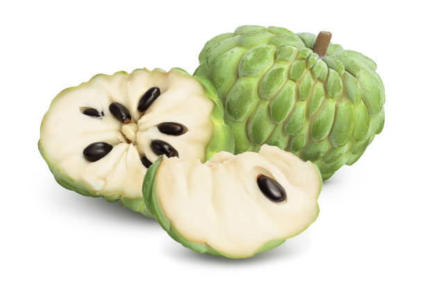 istock Sugar apple or custard apple half isolated on white background with clipping path and full depth of field. Exotic tropical annona or cherimoya fruit 1317108666
