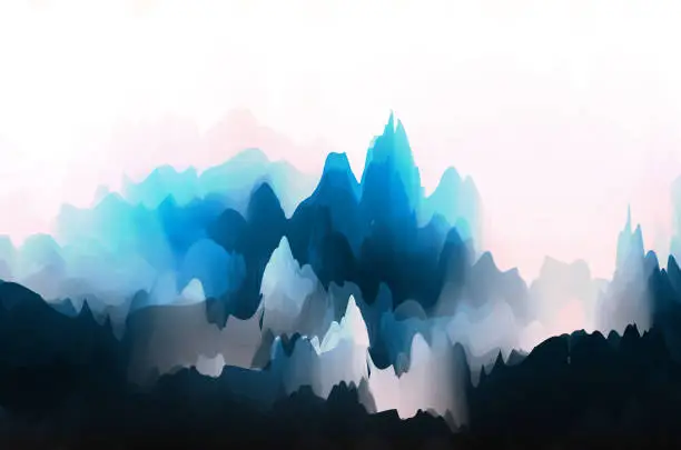 Vector illustration of Fantasy Chinese painting mountain watercolor pattern background