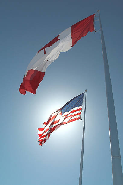 Banderas de Canadá y Estados Unidos - foto de stock