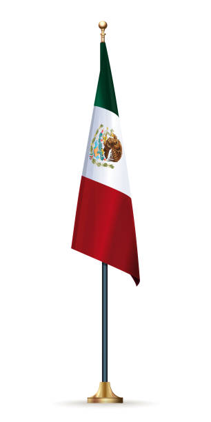 флаг мексики на флагштоке с подставой - bandera stock illustrations
