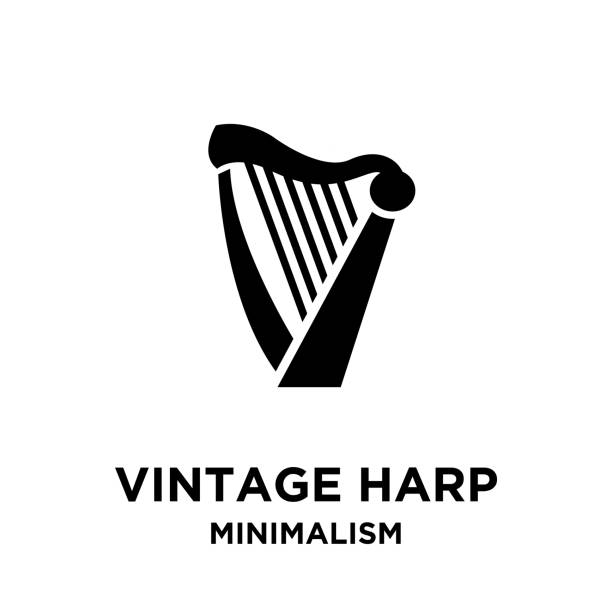 stockillustraties, clipart, cartoons en iconen met mooie luxe klassieke lyre mini harp - harp